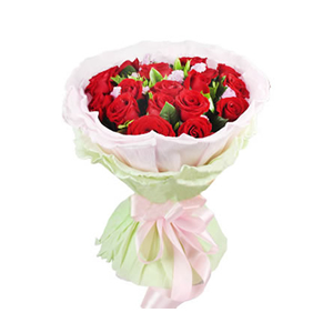 鲜花/浪漫生日:19枝红玫瑰，勿忘我间插。
包 装:高档粉色卷边纸