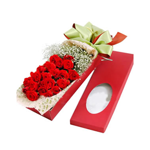 鲜花/尽在不言中:24枝靓丽红玫瑰
包 装:淡色皱纹纸西式包装，红色