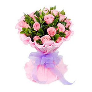 鲜花/气质佳人:18枝粉玫瑰
包 装:粉色卷边纸精美包装
