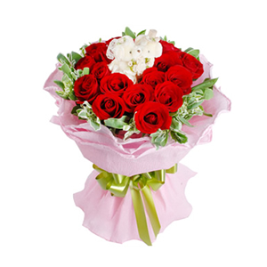 鲜花/爱你到老:19枝红玫瑰 配材：高山积雪丰满，毛绒小熊熊（10公
