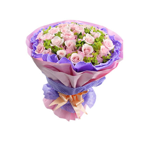 鲜花/誓言:29支戴安娜玫瑰
包 装:深紫色卷边纸内衬，水蜜桃