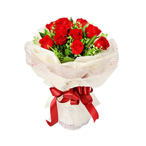 鲜花/爱是魔药:11枝红玫瑰
包 装:乳黄色绵纸、印字白色皱纹纸多