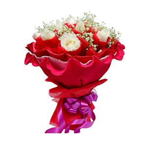鲜花/情思:15枝白玫瑰独立包装
包 装:红色棉纸独立包装，红