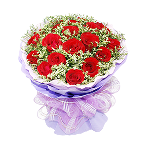 鲜花/有你的幸福:19枝精品红玫瑰 配材：情人草间插
花 语:有你的