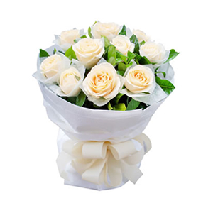 鲜花/课桌上的秘密: 11枝香槟玫瑰单独包装。
 [包 装]：白色