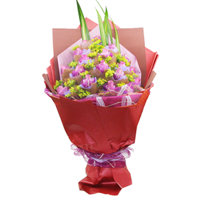 鲜花/粉色的思念:19朵紫玫瑰精美独立包装(紫色玫瑰需要提前预定)
