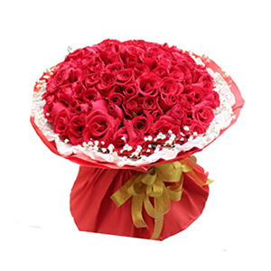 鲜花/你最特别:99枝红玫瑰 
包 装:内衬白色卷边纸，外围红色瓦