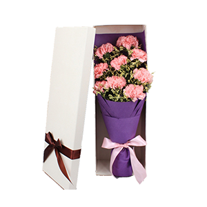 鲜花/康乃馨礼盒:9枝粉色康乃馨礼盒
花 语:谢谢您的爱