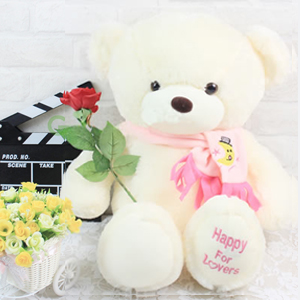 毛绒玩具/围巾泰迪熊（粉色）: 外部高档超柔软毛绒，内部优质PP棉，手感细腻蓬