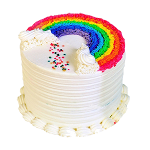 蛋糕/爱你的颜色: 彩色蛋糕胚，奶油圆形蛋糕彩虹形状奶油装饰（需提